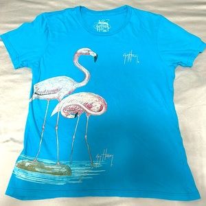 Guy Harvey flamingo tee shirt size medium, pre loved, Florida gem